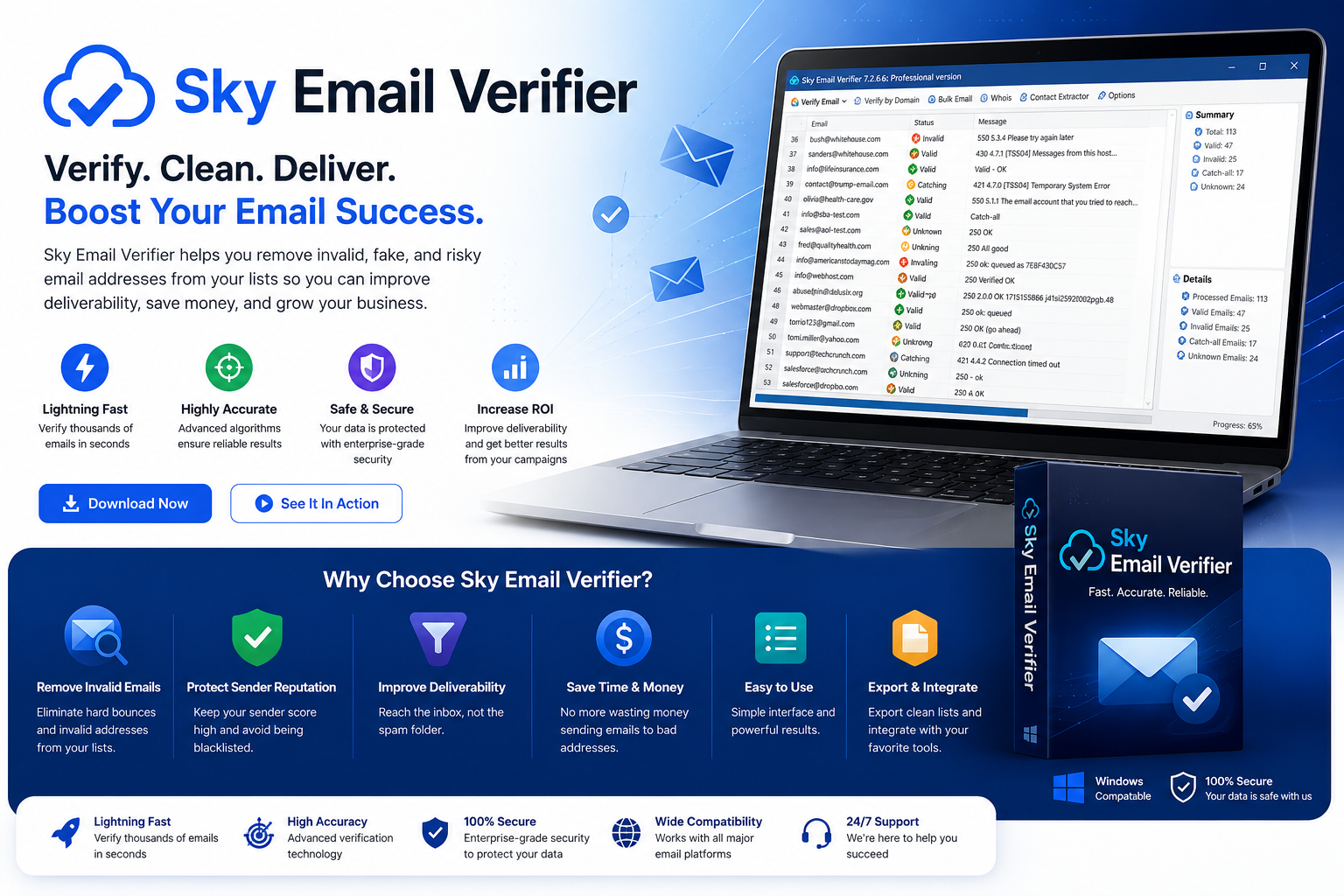 Sky Email Verifier – Professional Email Verification & List Cleaning Software for Windows