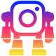 Image of a colorful robot icon representing InstaBot Pro for Instagram automation.